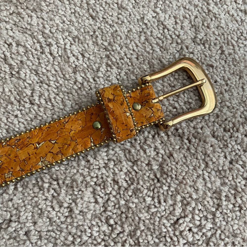 Vintage ELITE Brown and Gold Cork Belt Size Medium Made in USA